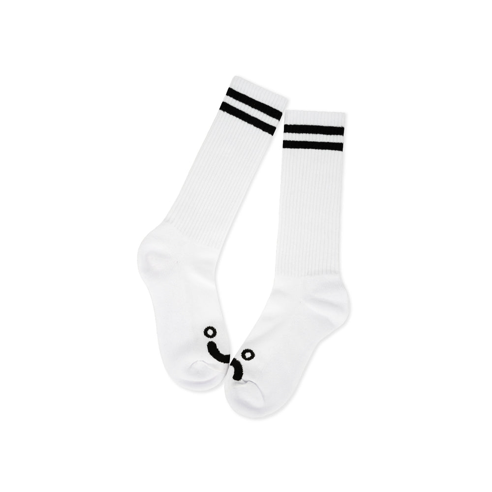 Polar Skate Co. Rib Socks Long Happy Sad Blanc