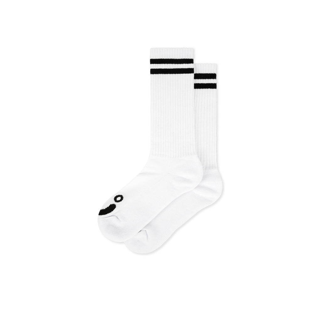 Polar Skate Co. Rib Socks Long Happy Sad Blanc