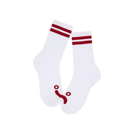 Polar Skate Co. Rib Socks Happy Sad Blanc Rouge