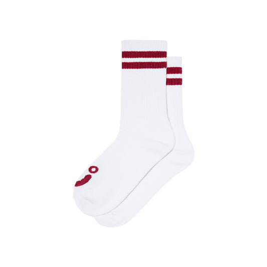 Polar Skate Co. Rib Socks Happy Sad Blanc Rouge