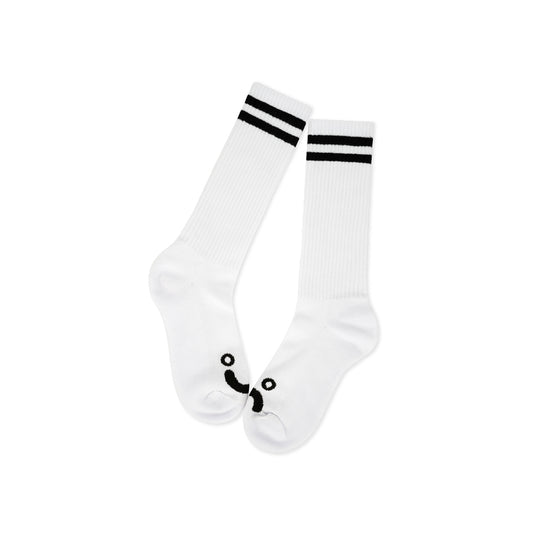 Polar Skate Co. Rib Socks Long Happy Sad Blanc