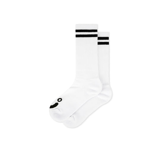 Polar Skate Co. Rib Socks Long Happy Sad Blanc