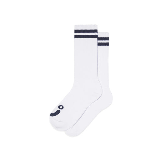 Polar Skate Co. Rib Socks Long Happy Sad Blanc Bleu